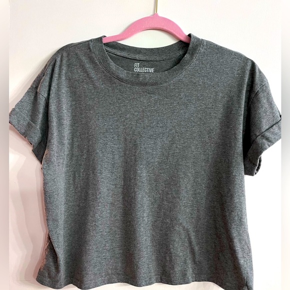 Heather Gray Relaxed Fit Cropped Tee - Large - Picture 1 of 3